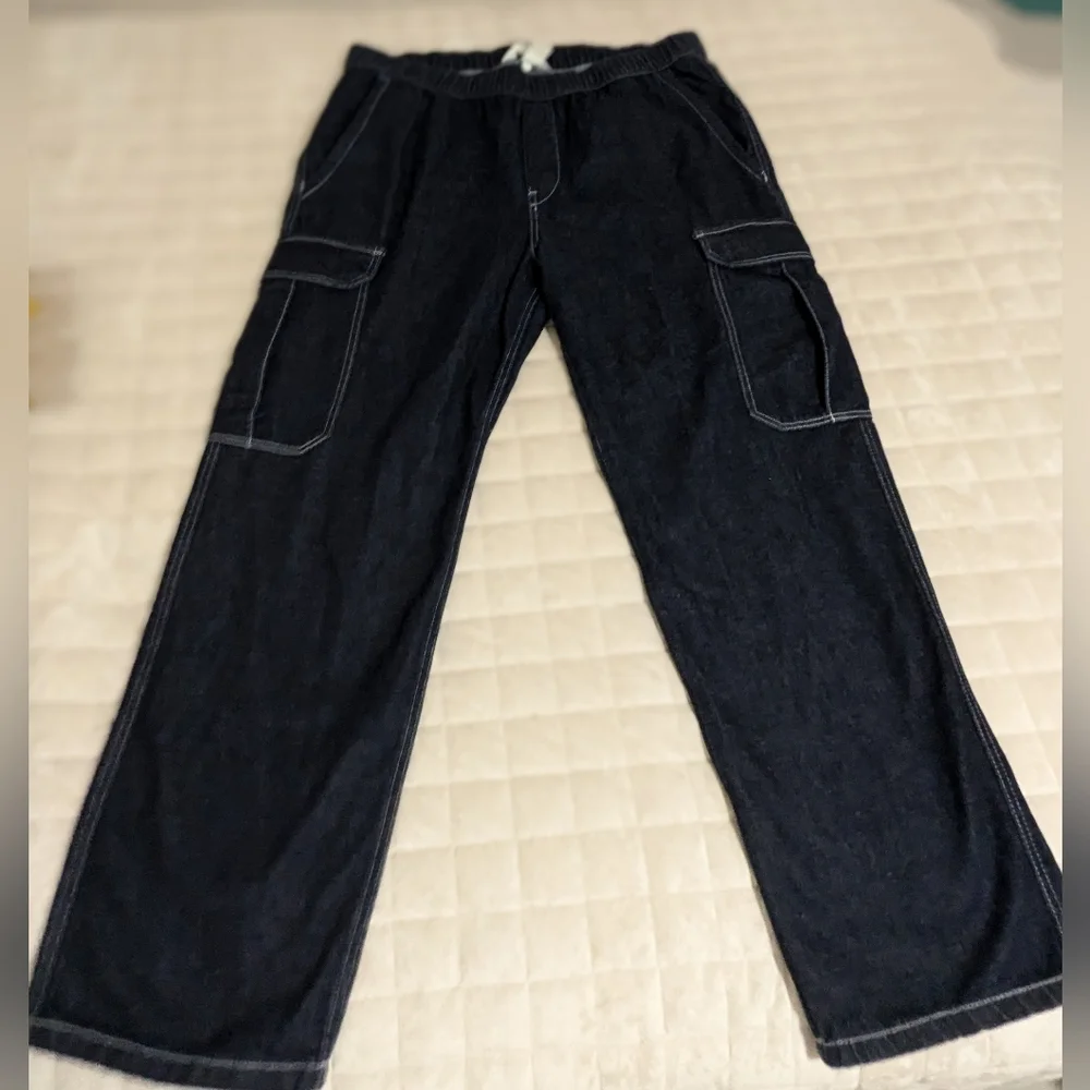 NWOT H & M XXL Loose Cargo Denim Joggers(bin2)
